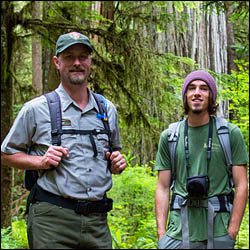 Biologist and Humboldt State Student in redwood park