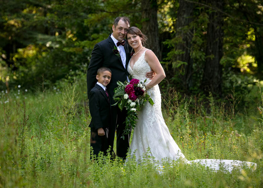 Ranch Wedding in Scotia with bride, groom and son