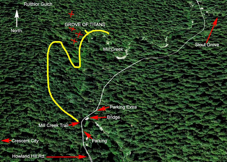 map gps location for grove of titans redwoods